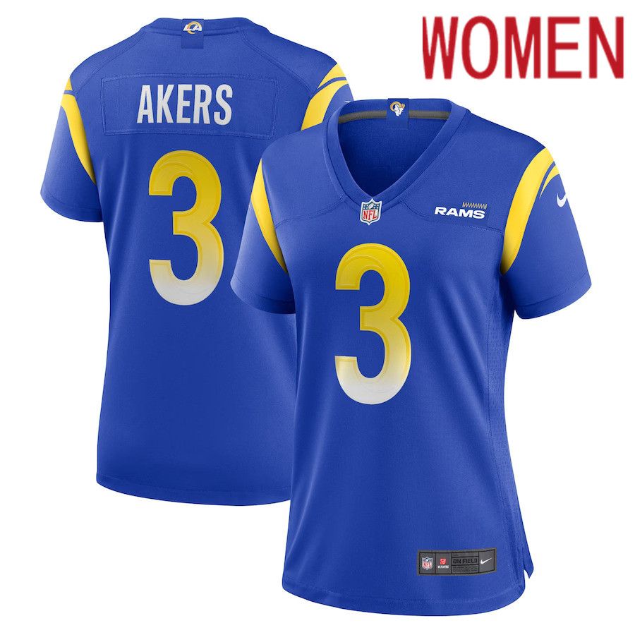 Women Los Angeles Rams 3 Cam Akers Nike Royal Game NFL Jersey